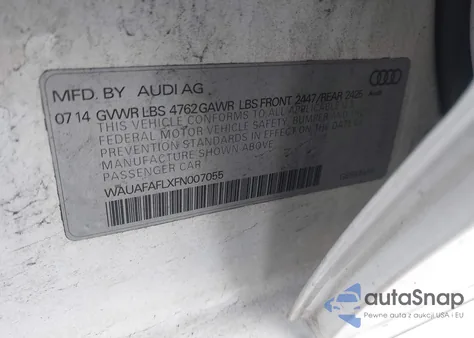 2015 Audi A4 2.0T Premium из США, поврежденный, VIN WAUAFAFLXFN007055